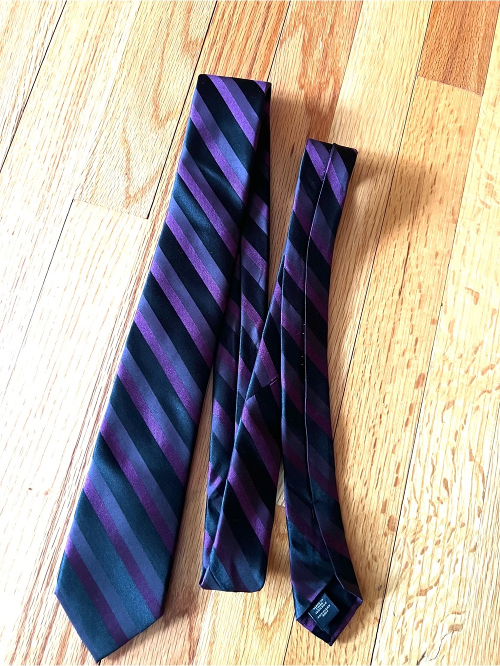 Express Black and Purple Striped Silk Necktie